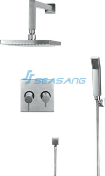 Square Stainless Steel Rainfall Shower Set with Handheld Shower