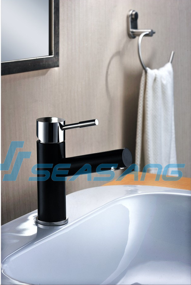 Stainless Steel Solid Casting Bathroom Lavatory Basin Black Color Tap