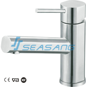 Modern Bathroom Lavatory Sink Basin Plumbing Water Faucet in Satin