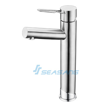 Lavatory Toilet Stainless Steel Polished Bathroom Basin Tall Vessel Faucet