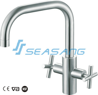 Kitchen Sink Stainless Steel Double Handle Mixer Faucet